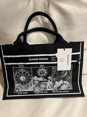 Zuhair Murad Black and White Tarot Graphic Tote